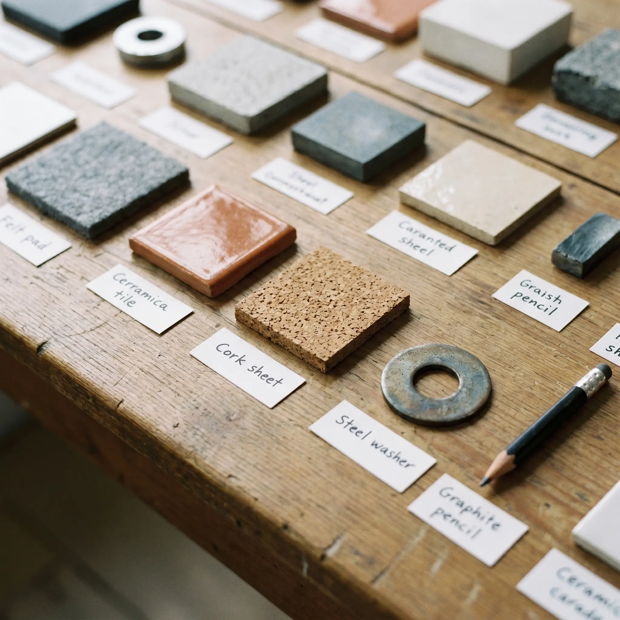 Diagonal rows of tactile samples used for micro-adjustment vocabulary